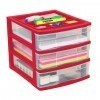 Clear Desktop 3 Drawer With Storage Tray - Red