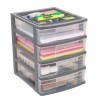 Clear Desktop 4 Drawer With Storage Tray - Grey