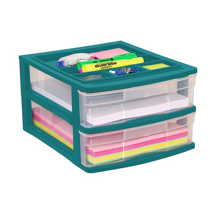 Clear Desktop Drawer With Storage Tray - Green