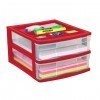 Clear Desktop Drawer With Storage Tray - Red