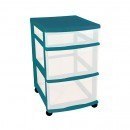 Clear Floor 3 Drawer Storage With Wheels - Green