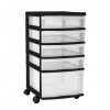 Clear Floor 5 Drawer Storage With Wheels - Black