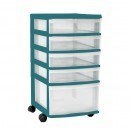 Clear Floor 5 Drawer Storage With Wheels - Green