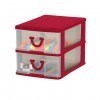 Clear Nic Nack 2 Drawer - Red