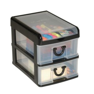 Clear Nic Nack 2 Drawer With Hinged Lid - Black