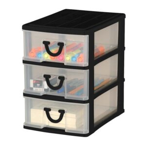 Clear Nick-nack 3 Drawer - Black