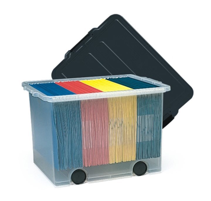Single FIle Caddy With Files & Lid Clear
