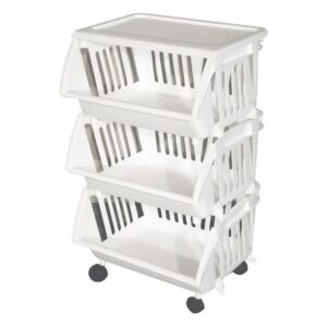 Stacking Basket white With Wheels